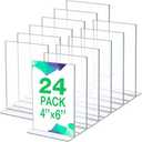 Amyhill 24 Pack Acrylic Sign Holder Plastic Standing Frame Clear Table Menu Double Sided T Shape Poster Acrylic Frame for Wedding Party Office Restaurant Hotel(4 x 6 Inch)