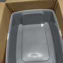 Amazon Basics Large Cat Litter Box with High Sides, Open Top for Easy Access, Includes Scoop with Storage, 19" x 15" x 11.75", Grey/Beige