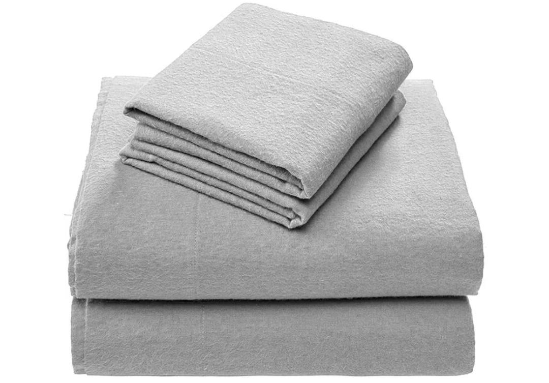 Comfort Spaces Cotton Flannel Sheets Queen Size, Ultra Soft Flannel Sheet Set with 14" Elastic Pocket , Breathable Warm Flannel Bedding, Grey Solid 4 Piece