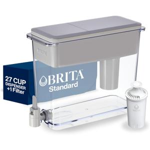 Brita UltraMax Large Water Dispenser With Standard Filter, BPA-Free, Replaces 1,800 Plastic Water Bottles a Year, Lasts Two Months or 40 Gallons, Includes 1 Filter, Kitchen Accessories, Large - 27-Cup (Grey)