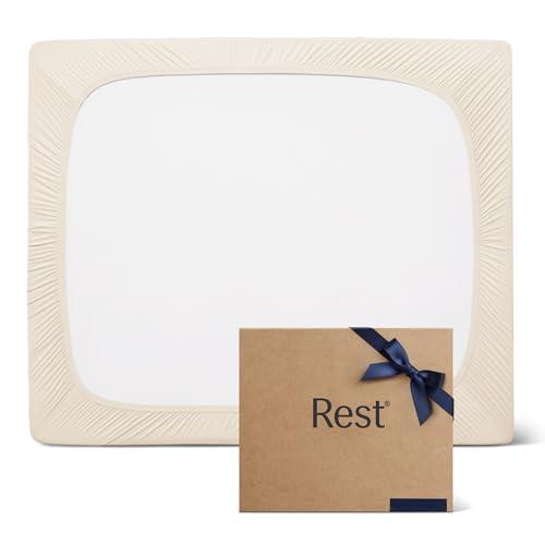 REST® Evercool®+ Fitted Sheet, CaliKing Size, Snow Ivory, 15" Deep (up to 18’’), Breathable Bedding for Hot Sleeper and Night Sweats, Bed Sheet with Ionic+ Self-Cleaning Silver Yarn for Sensitive Skin