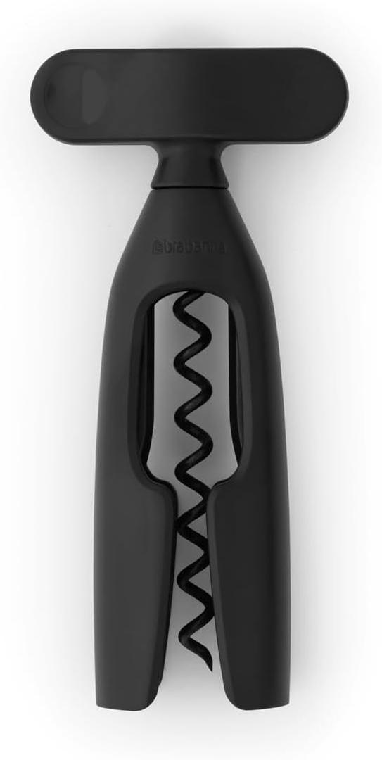 Brabantia Tasty+ Wine Bottle Opener Corkscrew (Dark Gray) Easy To Use, Safe Enclosed Spiral, Extra Large Turning Handle