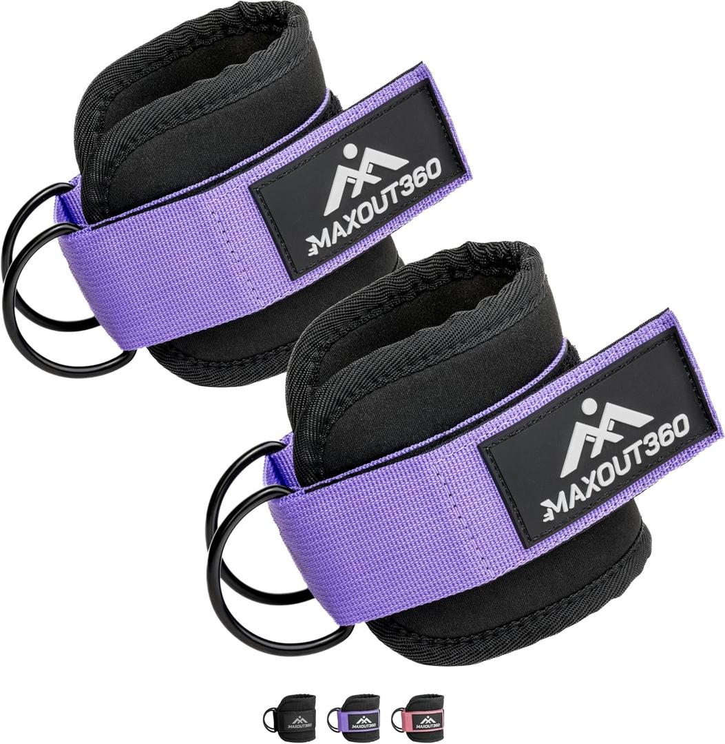 2 x Gym Ankle Straps for Cable Machines, Thick Padded Ankle Cuff Cable Attachment for Booty Workouts, Kickbacks, Hip Abductors, Lower Body Exercises