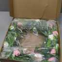 24 Inch Artificial Tulip Wreath, Spring Wreath with White Pink Tulip and Greenery for All Year Around Indoor Outdoor Home Farmhouse Wall Springtime Easter Holiday Decor