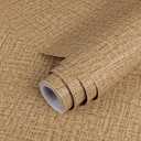 2 x TANONE Dark Coffee Linen Wallpaper (15.8 in X 118 in) Self-Adhesive- Grasscloth Contact Paper Peel and Stick Faux Imitation Cloth Vinyl Film - Wall Paper Solid Color Decorate Furniture Bedroom