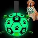 QDAN Dog Ball, Glow in The Dark Dog Toys, Light Up Soccer Ball for Dogs, Outdoor Dog Toys, Doggy Water Toy, Puppy Birthday Gifts for Medium Large (8 Inch)