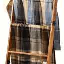 5-Tier Blanket Ladder for Living Room | 57.87'' Wooden Blanket Holder -Decorative Ladder for Blankets with 3 Removable Hooks-Easy Assembly Blanket Ladders for the Living Room-Bedroom-Home Decor, Brown