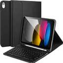 for iPad 11/10th Generation Case with Keyboard,Detachable Bluetooth Keyboard case for iPad A16 2025 11 inch/10th Gen 2022 10.9 with Pencil Holder, Square Keycaps,Black
