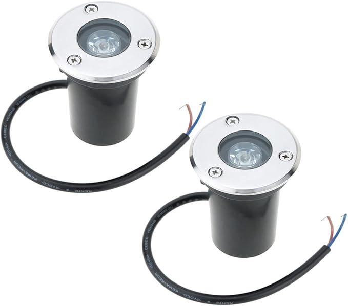 LED Underground Light Waterproof IP67 Landscape Lamp 2 Pack 3W Outdoor Buried Garden Path Spot Recessed Inground Lighting DC12V 24V (Colorful 24V