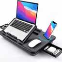 Adjustable Lap Desk with Cushion Stroage Rotatable Phone Stand