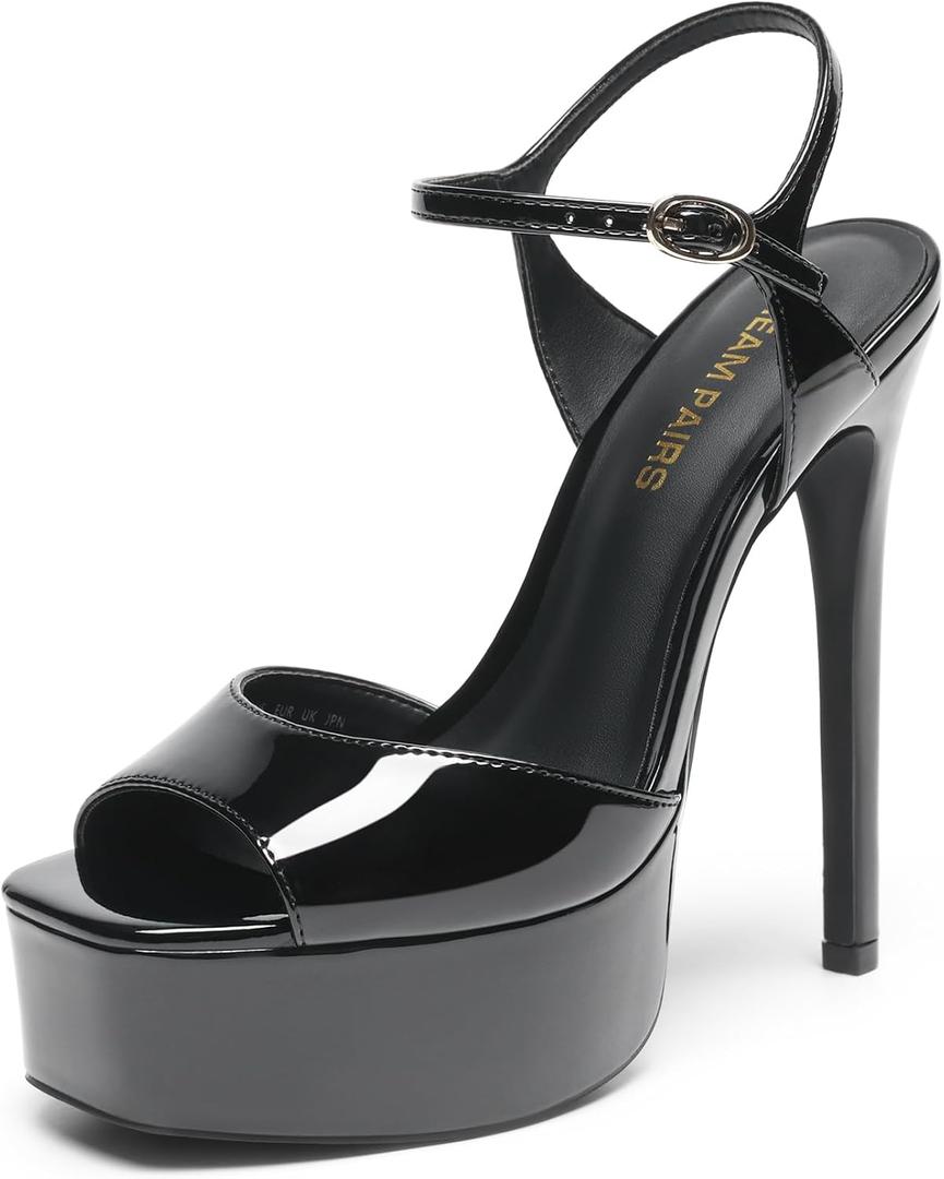 DREAM PAIRS Women's High Platform Heels 5.75'' Stilettos Open Square Toe Heeled Sandals Ankle Strap Sexy Comfort Dress Shoes Wedding Bridal Pumps 2026 Heels for Women,7.5