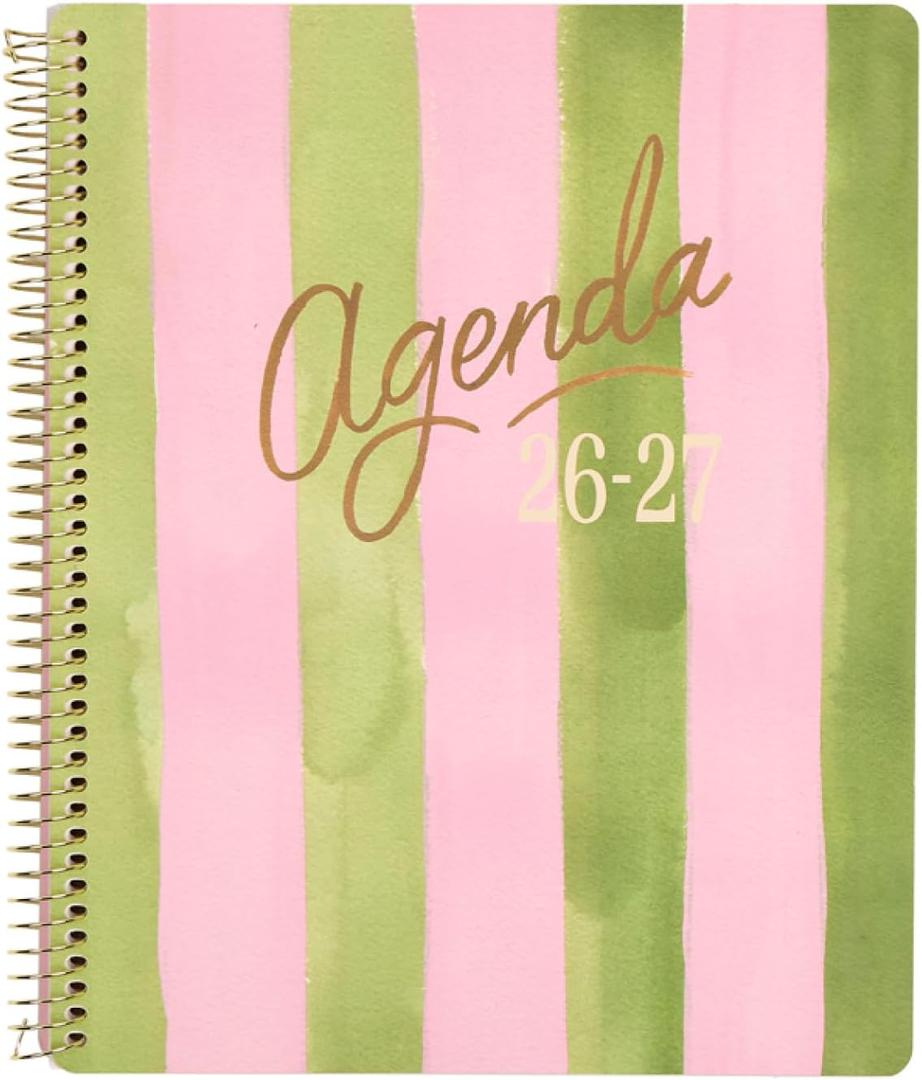 GO BIG Large-Print Planner April 2026June 2027, 15-Month Twin-Loop-Bound Agenda Planner, Big Size, 8.5" x 11", Easy-to-Read Large Dashboard Layout, Beach Stripe Cover