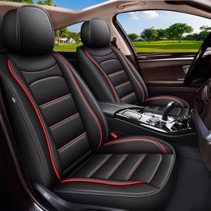 Car Seat Covers Fit for Chevy Colorado 2015-2024 2025 2026: Pickup Truck Luxury Leather Automotive Seat Covers,Full Set Car Seat Protector(5 Seats, Black&Redline)
