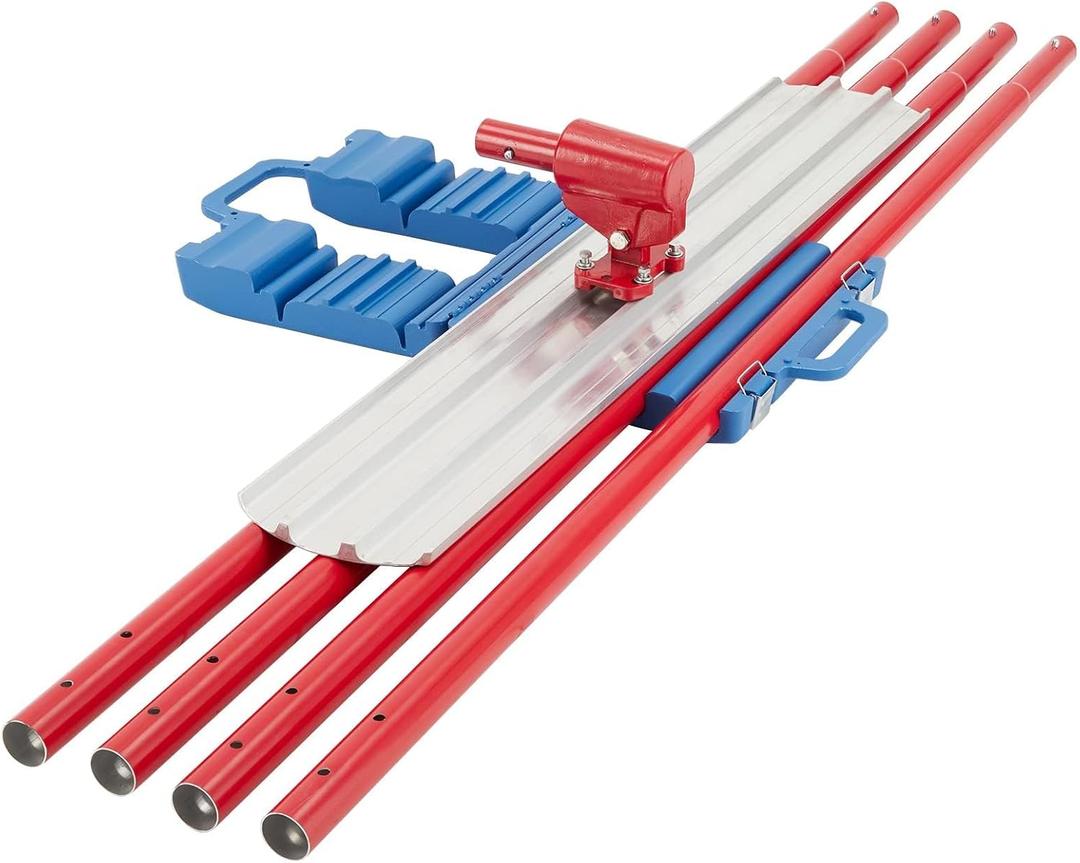 Bull Float Magnesium Concrete Float, 36 x 8" Round End Concrete Float Tool Cement Tool, Concrete Kit Bull Float with 4 Float Handle Bracket Concrete Tools FinishingRED