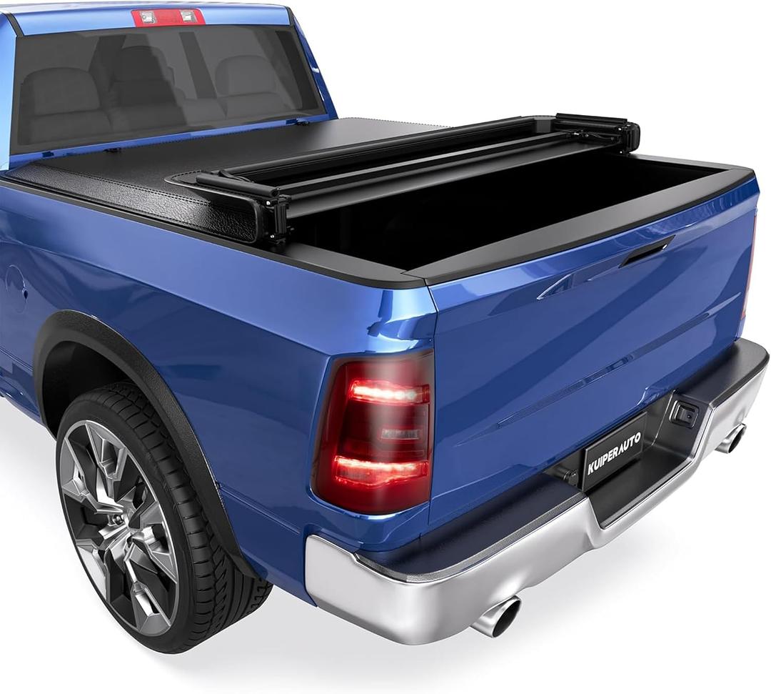 KUIPERAUTO 5.7FT Soft Tri Tonneau Cover Compatible for 2019-2026 Dodge Ram 1500 (Incl. 2019-2024 Classic & 2019-2026 New Body Style) W/o Ram Box