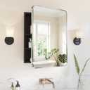 Medicine Cabinet Mirror 20x28 Inch, Brushed Nickel Bathroom Mirror Cabinet with Stepless Adjustable Shelves, Stainless Steel Frame, Bathroom Mirror with Storage Recessed or Wall Mount