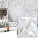 Art3dwallpanels 33 Pack 3D Wall Panel Diamond for Interior Wall Décor, PVC Textured Wall Panels, 12''x12'' Cover 32.Sq.Ft. Gold Veined White