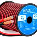NAOEVO 20 Gauge Wire 200FT, 2 Conductors Electrical Wire Red Black Cable, Flexible/Low Voltage/PVC 20 AWG Copper Clad Aluminum Extension Cord for Speaker, LED Strips, Automotive 12V/24V DC