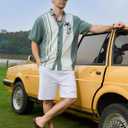 Men's Bowling Shirt Short Sleeve Hawaiian Shirt Button Down Coconut Printed Summer Beach Casual Shirts (Orange, L)