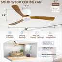 42 Inch Ceiling Fan No Light, Low Profile Ceiling Fan with Remote Control,3 Blade, 6 Speeds Reversible DC Motor, Modern Wood Flush Mount Ceiling Fan Without Light for Bedroom, Living Room, Patio, Medium