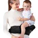 Baby Hip Seat Carrier, GROWNSY Baby Carrier with Multiple Pockets, Adjustable Extended Waistband for Newborns & Toddlers up to 50 lbs, Black