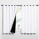 NICETOWN White 100% Blackout Lined Curtains, 2 Thick Layers Completely Blackout Window Treatment Thermal Insulated Drapes for Kitchen/Bedroom (1 Pair, 62 inches Width x 63 inches Length Each Panel)