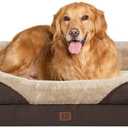 EHEYCIGA Memory Foam XL Dog Bed for XLarge Sized, Extra Large Orthopedic Dog Sofa with Sides and Waterproof Liner, Washable Bolster Pet Bed Couch with Removable Cover, 42x30x7.5 Inch, Brown