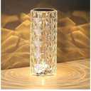 Portable Crystal Table Lamp,3 Color Touch Control Rechargeable Lamp,Crystal Bedside Lamp,Night Light,Room Decor Desk Lamp,Bedroom,Living Room,Kitchen,Dining Room Lamp (3-Color Rose)