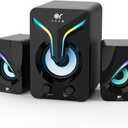 OROW Computer Speakers,Mini PC Speakers with Subwoofer,2.1 Desktop Speaker with RGB Lights,USB Powered, Stereo Sound,Gaming Speakerwith 3.5mm Aux Cable for Monitor/Laptop/Tablet(S212), Black