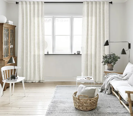 White Curtains Sheer - Linen Texture Semi Sheer Window Covering, Light & Airy Privacy Sheer Panels for Bedroom Living Room Patio Glass Door, 52 inch Width x 96 inch Length, Set of 2