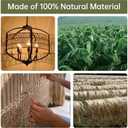 5-Light Rattan Chandelier 19.7" Modern Farmhouse Chandelier for Dining Room, Boho Hand-Woven Rattan Pendant Light with Natural Wicker Shade for Living Room Kitchen Island Bedroom Foyer (Round "V" Weave)