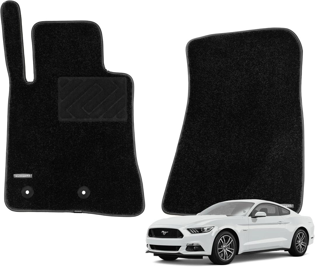 WENNEBIRD Superior Carpet Front Row Floor Mats for 2015-2025 Ford Mustang, Mustang GT, 0.6 Inch Thickness Rugs, Premium All Weather Anti-Slip Waterproof Floor Liners - 2pc