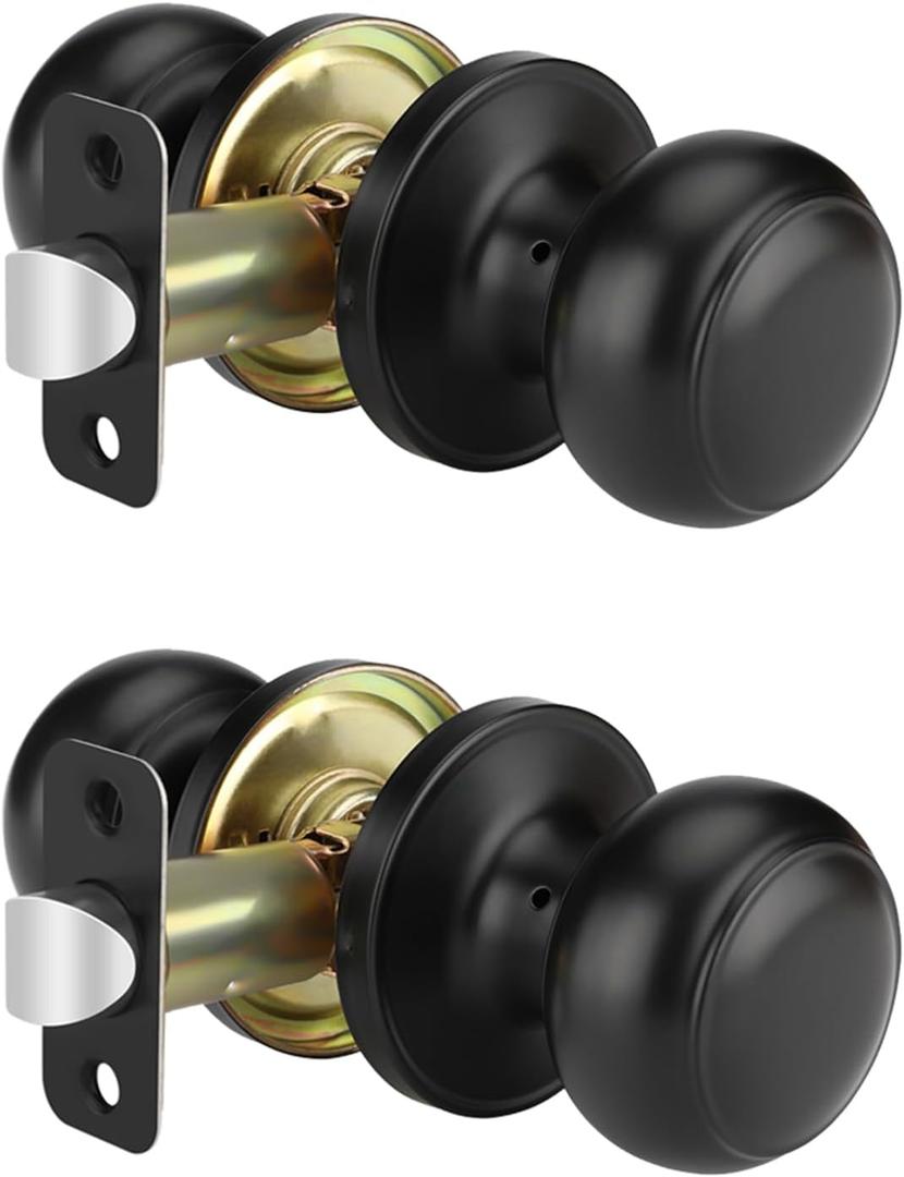 Haidms 2 Pack Matte Black Passage Door Knobs, Black Closet Door Knobs,Passage Doorknobs Interior for Closet or Hall, Hallways