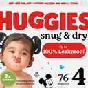Huggies Size 4 Diapers, Snug & Dry Baby Diapers, Size 4 (22-37 lbs), 76 Count
