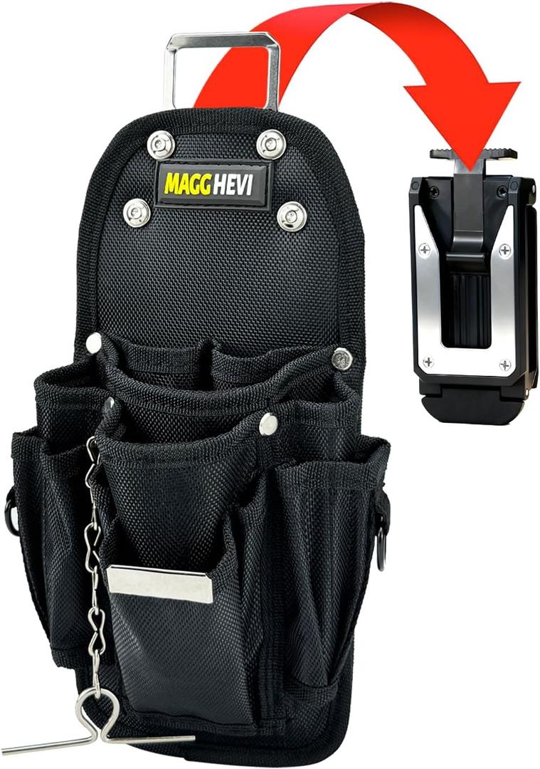 [MAGG HEVI] Tool Pouch with Belt Clip, Quickly Attach and Release from Tool Belts, Utility Tool Organizer Pouch for Electrician, Carpenter, Construction, Technician