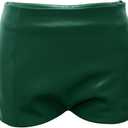 2 x Women's Faux Leather Shorts High Waist Stretch Skinny Mini Shorts Sexy Hot Pants (Green, M)
