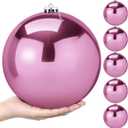 Zubebe 6 Pcs 8" Extra Large Outdoors Christmas Balls Ornaments Jumbo Oversized Christmas Tree Decorations Giant Hanging Xmas Plastic Balls Ornaments for Lawn Yard Decoration(Pink)