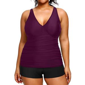 Yonique Womens Plus Size Swimsuits with Shorts Tummy Control Tankini Two Piece Bathing Suits Athletic Swimwear 20W