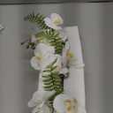 Oairse White Orchids Artificial Flowers Faux Orchids Arrangement in Clear Glass Vases Set of 3 Real Touch Phalaenopsis Orchid Flowers Small Fake Orchid Centerpiece for Dining Room Table