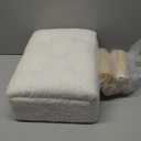 Storage Ottoman, Small Foot Stool Ottoman with Storage, Boucle Teddy Velvet Foot Rest with Padded Seat, Sturdy Wood Legs Stool for Living Room, Bedroom, Couch, Enterway (Cream)