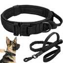 Tactical Dog Collar Leash Set, Adjustable Military Training Nylon Collar Dog Training with Control Handleand Metal Buckle, Dog Collar for Medium Large Dogs (Black,XL)