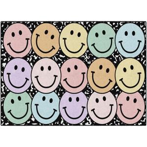 Flagship Carpets Pastel Rainbow Smileys on Notebook Educational Area Rug for Kids Room Seating Dcor, Children's Classroom, Play Carpet for Teaching and Playroom, 5' x 7'6", Multi
