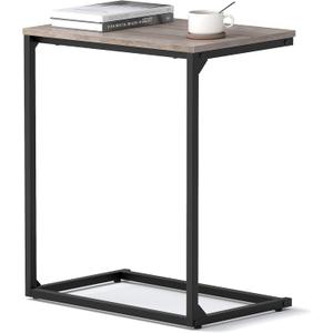 VASAGLE C Shape End Table, Small Coffee Table For Couch Or Sofa, Industrial Side Table In Living Room, Bedroom, 13.8 x 21.7 x 26 Inches, Greige and Classic Black ULNT052B02