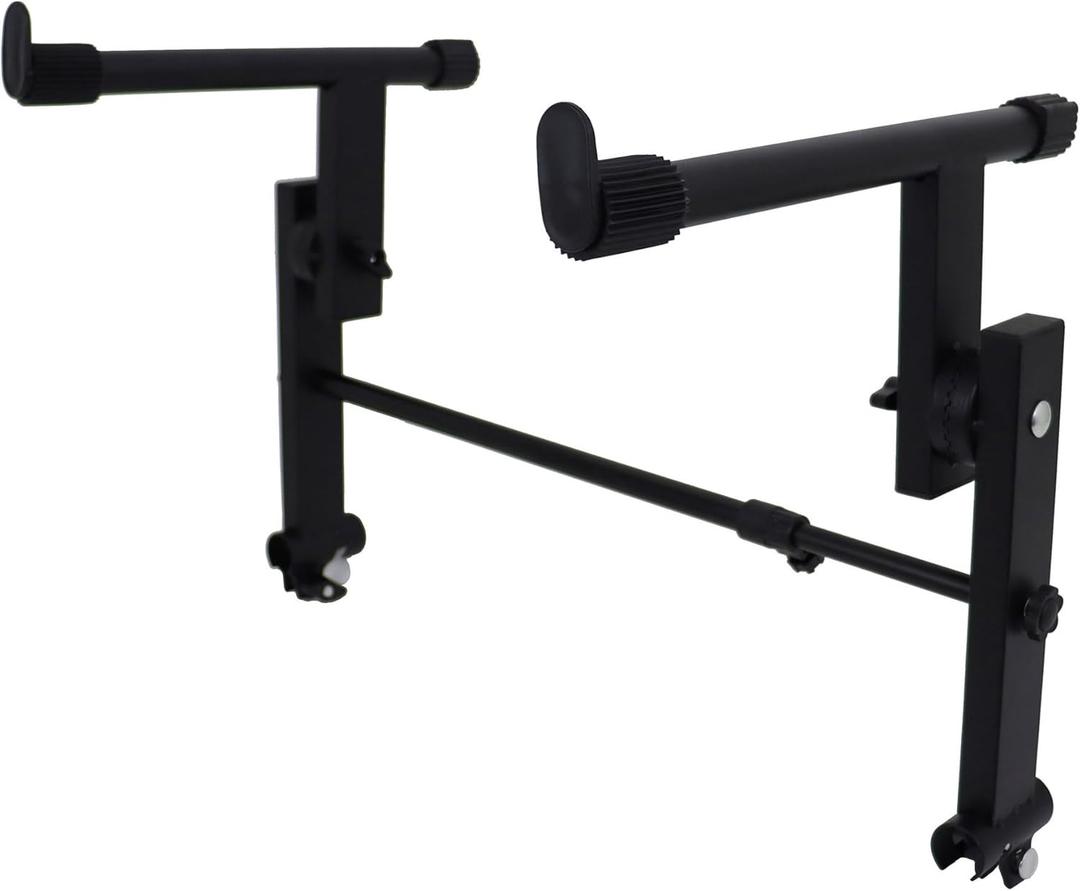2 Tier Keyboard stand extension Electric Digital Piano Stand keyboard stand tier Adjustable piano stand for Stacking Keyboards, Electric Pianos, Synths, and Organs , Adjustable, Nonslip Arms and Feet Metal Black