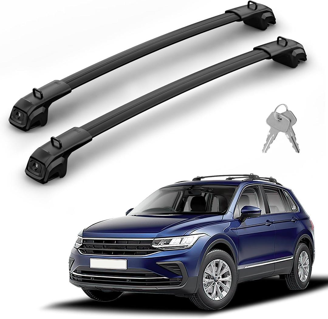 Richeer 330LBS Roof Rack Cross Bars for VW Tiguan 2018-2026 (Not for Limited) & Taos 2022-2026,Lockable Heavy Duty Aluminum Cross Bar Modified Tie-Down Loops for Cargo Racks Rooftop Luggage Carrier