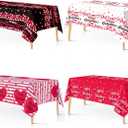 3 x 4 Packs Galentine's Day Tablecloths Decorations 54 x 108 Inch Red Heart Happy Galentine's Disposable Plastic Waterproof Tablecloths for Valentine's Weddings Birthday Party Picnic