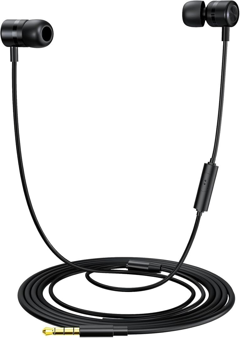 EP-06 Wired Earbuds in-Ear Earphones,Build-in Microphone Noise Isolating Headphones,3.5mm Jack 4.9ft Long Cord Ear Buds,HD Bass Audio,with 6 Ear Tips,for Smartphones/Laptop/Computer Etc-Black