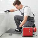 Electric Drain Auger Sewer Snake, 66'x5/8" & 16'x3/8", 500 w, 400 RPM, Auto Feed Drain Cleaning Machine with 7 Cutter & 2 Steel Cables, Portable Pipe Cleaner for Household and Professional Use (Red)