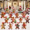 Leinuosen 16 Pieces Christmas Gingerbread man Yard Signs with Stakes 3D Xmas Yard Stakes Lawn Signs 11.8 x 9.8 Inches Outdoor Gingerbread House Decorations for Christmas Garden Patio Party Favors