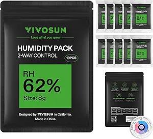 VIVOSUN 62% RH Two-Way Humidity Control Packs, Size 8 g, 8 Packs, Each for Storing 1 oz, Moisture Balancer with RH Indicator Card for Food Storage
